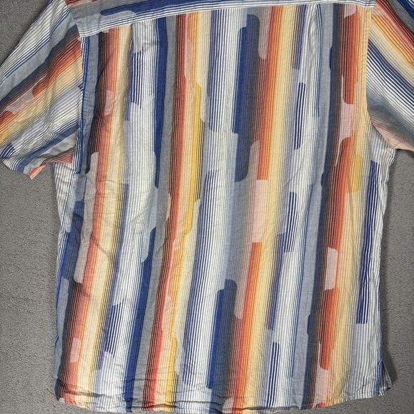 Jhane Barnes Frequency Shirt Men’s Size XL Cotton Blue Orange White Geometric - Picture 15 of 16